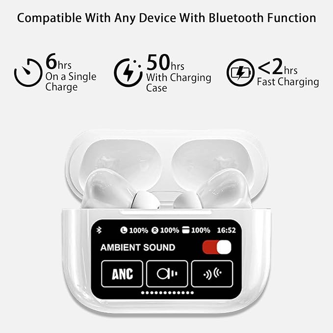 A9 Pro Earbuds with ANC/ENC LED Display Screen OR Advanced Noise Cancelling